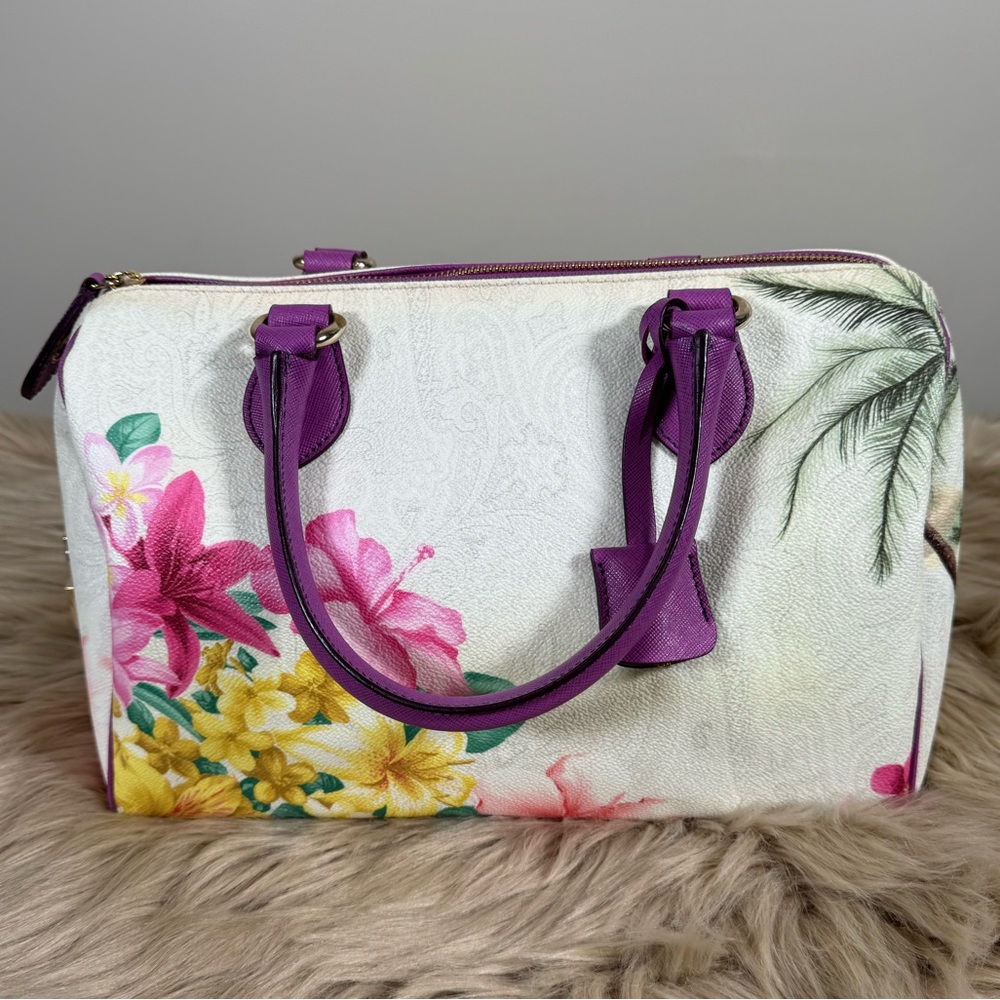 Authentic Rare Etro Floral Paisley Boston Bag